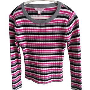 $ASO Sylvies Chicago Fire. Y2K.  Ribbed striped over. Barbie pink,white black